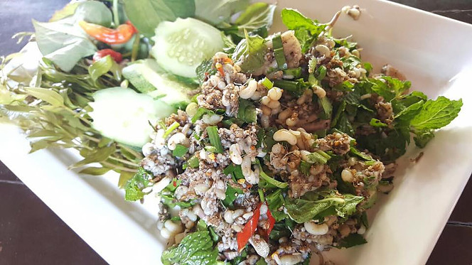 Raw Red Ant Eggs Salad /Khai Mot Daeng ກ້ອຍໄຂ່ມົດແດງ